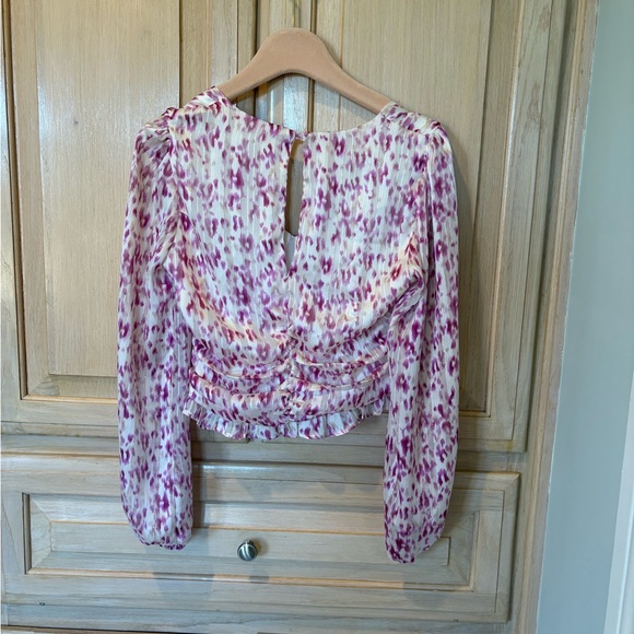 Lush Mauve and Cream Ruched Blouse - Picture 3 of 3